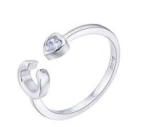 VIKI LYNN Bague Femme Initial avec Lettre Alphabet C en Argent Fin 925 et Oxyde de Zircon Serti DIY les lettres
