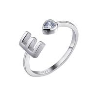 VIKI LYNN Bague Femme Initial avec Lettre Alphabet E en Argent Fin 925 et Oxyde de Zircon Serti DIY les lettres