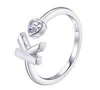 VIKI LYNN Bague Femme Initial avec Lettre Alphabet K en Argent Fin 925 et Oxyde de Zircon Serti DIY les lettres