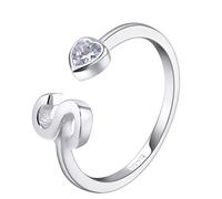 VIKI LYNN Bague Femme Initial avec Lettre Alphabet S en Argent Fin 925 et Oxyde de Zircon Serti DIY les lettres