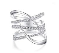 VIKI LYNN Bague Infini de Twist Rows en Argent Sterling 925 et Zircon Cubique Idée Cadeau Femme Fille pour Anniversaire Noel St-Valentin Fête des mères
