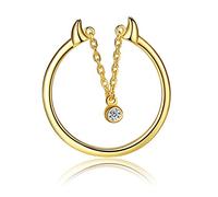 VIKI LYNN Bague Ouverte Femme en Argent Sterling 925 avec Zircone Cubique Réglable Anneau Adjustable Forme Petit Démon Cadeau Anniversaire Fashion