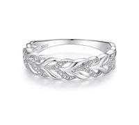 VIKI LYNN Bague Plume en Argent Sterling 925 et Zircon Cubique Bague de Fiançaille Mariage Alliance Argent Femme Idée Cadeau Femme Fille pour Anniversaire Noel St-Valentin Fête des mères