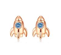 VIKI LYNN Boucles d’oreilles argent fin 925 boucle d’oreille clou fusée de zircone cubique bleu idée cadeau femme fille