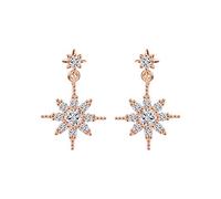 VIKI LYNN Boucles d’oreilles argent fin 925 de Flocon de neige boucles d’oreilles pendantes femme de zircone cubique idée cadeau femme fille - Or