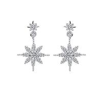 VIKI LYNN Boucles d’oreilles argent fin 925 de Flocon de neige boucles d’oreilles pendantes femme de zircone cubique idée cadeau femme fille - Argent