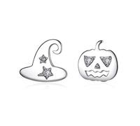 VIKI LYNN Boucles d’oreilles Halloween de Citrouille et Chapeau de Sorcière en Argent Sterling 925 Fantaisie Mignon Boucles d'oreilles Clous de Zircons Cubiques Pour les Filles Femmes