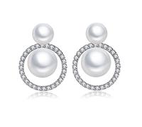 VIKI LYNN Boucles d'oreilles à Double Perle de Culture D'eau Douce pour Femmes Boucles d'oreilles à Double Boule en Argent Sterling