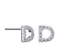 VIKI LYNN Boucles d'oreilles argent femme avec lettre initial D bijoux argent fin 925 et zircon incrusté avec DIY les noms avec les lettres