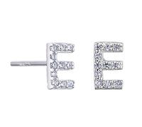 VIKI LYNN Boucles d'oreilles argent femme avec lettre initial E bijoux argent fin 925 et zircon incrusté avec DIY les noms avec les lettres