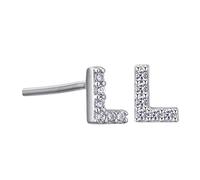 VIKI LYNN Boucles d'oreilles argent femme avec lettre initial L bijoux argent fin 925 et zircon incrusté avec DIY les noms avec les lettres