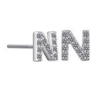 VIKI LYNN Boucles d'oreilles argent femme avec lettre initial N bijoux argent fin 925 et zircon incrusté avec DIY les noms avec les lettres