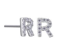 VIKI LYNN Boucles d'oreilles argent femme avec lettre initial R bijoux argent fin 925 et zircon incrusté avec DIY les noms avec les lettres