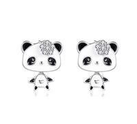 VIKI LYNN Boucles d'oreilles Clous de Panda Boucles d'oreilles Femme en Argent Fin 925 et Zircon Cubique Idée Cadeau Femme Fille