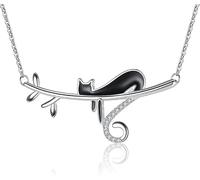 VIKI LYNN Collier argent pendentif chat mignon bijoux femme en argent fin 925 et zircon cadeau parfait pour les femmes filles (chat 4)