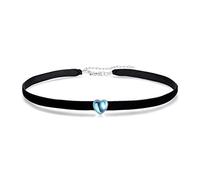 VIKI LYNN Collier Choker Ras du Cou en Velours Noir et Pierre de Lune Gothiques Tatouage Choker Longueur Réglable pour Femmes Filles