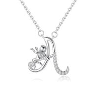 VIKI LYNN Collier Initiale pour Femme en Argent Sterling 925 Alphabets Lettre A et Collier Ange