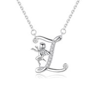 VIKI LYNN Collier Initiale pour Femme en Argent Sterling 925 Alphabets Lettre Z et Collier Ange
