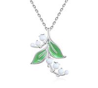 VIKI LYNN Collier Pendentif Bague Muguet En Argent Sterling 925 et Perle de Coquillage Idée Cadeau Femme pour Anniversiare Mariage St-Valentin