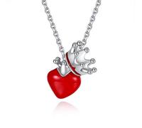 VIKI LYNN Collier Pendentif Coeur d’Amour et Couronne en Argent 925 et Résine Rouge Idée Cadeau Femme Fille pour Noel Anniversaire et Saint-Valentin