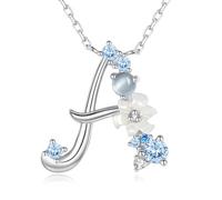 VIKI LYNN Collier Pendentif Lettre Initial A en Mon Collier Prénom Personnalisé en argent fin 925 et Oxyde de zircon Idée cadeau noël pour vos amis Vente seule