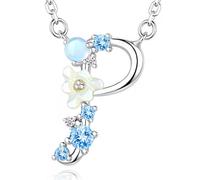 VIKI LYNN Collier Pendentif Lettre Initial A en Mon Collier Prénom Personnalisé en argent fin 925 et Oxyde de zircon Idée cadeau noël pour vos amis Vente seule