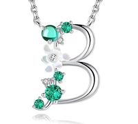 VIKI LYNN Collier Pendentif Lettre Initial B en Mon Collier Prénom Personnalisé en argent fin 925 et Oxyde de zircon Idée cadeau noël pour femme fille
