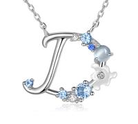 VIKI LYNN Collier Pendentif Lettre Initial D en Mon Collier Prénom Personnalisé en argent fin 925 et Oxyde de zircon Idée cadeau noël pour vos amis Vente seule