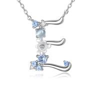 VIKI LYNN Collier Pendentif Lettre Initial E en Mon Collier Prénom Personnalisé en argent fin 925 et Oxyde de zircon Idée cadeau noël pour vos amis Vente seule