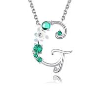 VIKI LYNN Collier Pendentif Lettre Initial G en Mon Collier Prénom Personnalisé en argent fin 925 et Oxyde de zircon Idée cadeau noël pour femme fille