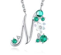 VIKI LYNN Collier Pendentif Lettre Initial M en Mon Collier Prénom Personnalisé en argent fin 925 et Oxyde de zircon Idée cadeau noël pour femme fille