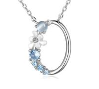 VIKI LYNN Collier Pendentif Lettre Initial O en Mon Collier Prénom Personnalisé en argent fin 925 et Oxyde de zircon Idée cadeau noël pour vos amis Vente seule