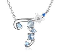 VIKI LYNN Collier Pendentif Lettre Initial T en Mon Collier Prénom Personnalisé en argent fin 925 et Oxyde de zircon Idée cadeau noël pour vos amis Vente seule