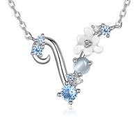 VIKI LYNN Collier Pendentif Lettre Initial V en Mon Collier Prénom Personnalisé en Argent Fin 925 et Oxyde de Zircon Idée Cadeau noël pour Vos Amis Vente Seule