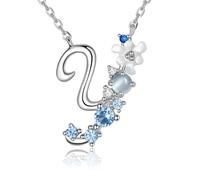 VIKI LYNN Collier Pendentif Lettre Initial Y en Mon Collier Prénom Personnalisé en Argent Fin 925 et Oxyde de Zircon Idée Cadeau noël pour Vos Amis Vente Seule