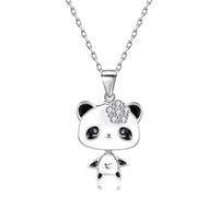 VIKI LYNN Collier Pendentif Panda Mignon Bijoux Parure Femme en Argent Fin 925 et Zircon Cubique Idée Cadeau Femme Fille