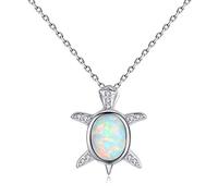 VIKI LYNN Collier Pendentif Tortue de Opale Bijoux Femme en Argent Fin 925 et Oxyde de Zircon Idée Cadeau Noël Femme Fille