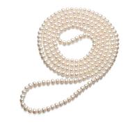 VIKI LYNN Collier Perle de Culture d'eau Douce Sautoir en Perles Long Qualité AAA 6.0-7.0mm Cadeau Parfait pour la mère et la Dame, 59"/150cm