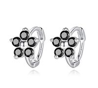 VIKI LYNN Mini Boucles d'oreilles Creoles de Fleurs Boucles d'oreilles Anneaux en Argent Fin 925 et Zircon Cubique - Diamètre 0.7cm, Pas Convenable au Lobe de l'oreille