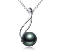 VIKI LYNN Perle de Tahiti Collier avec Pendentif Femme de Perle Noire de classe AAA et Argent Fin 925 Vente Seule Les Plus Beaux Bijoux Fantaisies de Cadeau Noel Femme