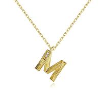 VIKI LYNN Plaqué Or 18K Argent Sterling Texturé Alphabet Lettre M Initiale Pendentif Collier pour Femmes Filles