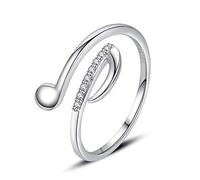 VIKI LYNN Réglable Bague Note de Musique en Argent Sterling 925 avec Zircon Cubique Anneau Femme Argent Cadeau Anniversaire Femme Fille