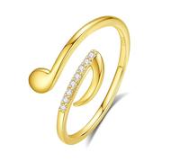 VIKI LYNN Réglable Bague Note de Musique en Argent Sterling 925 plattiert mit 18k Gold avec Zircon Cubique pour Femme Fille