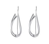 VIKI LYNN-Streamline Big Hook Boucles d'Oreilles Cuivre Plaqué Blanc 18K pour Femme