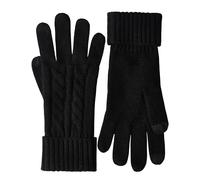 VIKIDEER Gants pour femme en 100 % pur cachemire pour écran tactile en tricot doux et poignets longs côtelés, noir