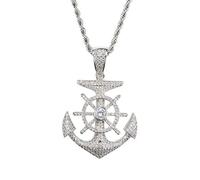 Viking ancre gouvernail incrusté Zircon pendentif vélo équitation collier homme Vintage classique tendance Punk Hip Hop Rock bijoux cadeau