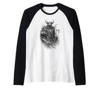 Viking avec Casque Hache Corbeau Valhalla mythologie Nordique Manche Raglan