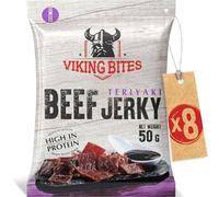 Viking Bites Beef Jerky Teriyaki 400g (8 x 50 g) - Bœuf séché - En-cas à base de viande riche en protéines