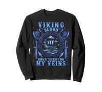 Viking Blood Runs Through My Veins Viking Ship - CV 2 Sweatshirt