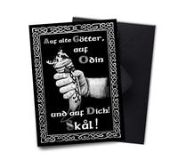 Viking Carte d'anniversaire avec corne à boire Viking Met inscription en allemand sur les vieux dieux Carte postale brillante 10 x 15 cm avec enveloppe Motif celtique